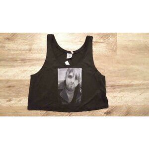 EXIST MIAMI Nirvana Kurt Cobain print Crop Tank Top Black ( L )